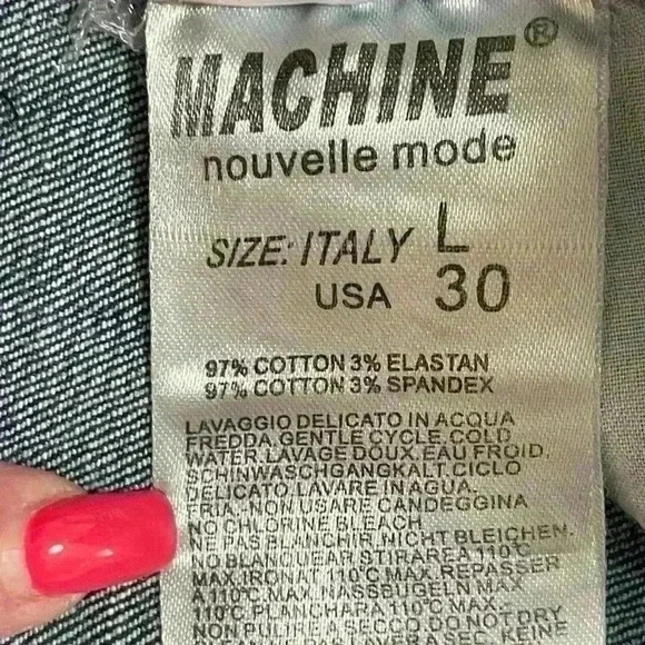 Machine Nouvelle Mode Skirt Womens Large Blue Denim Ripped Size Italy L USA 30 - Picture 6 of 9